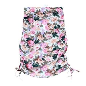 Morning Mist Pink Floral Cinched Midi Fitted Skirt 10